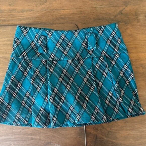 Beautees 2 pc Teal & Black Plaid Skirt & Top Set 8492 - Picture 6 of 8